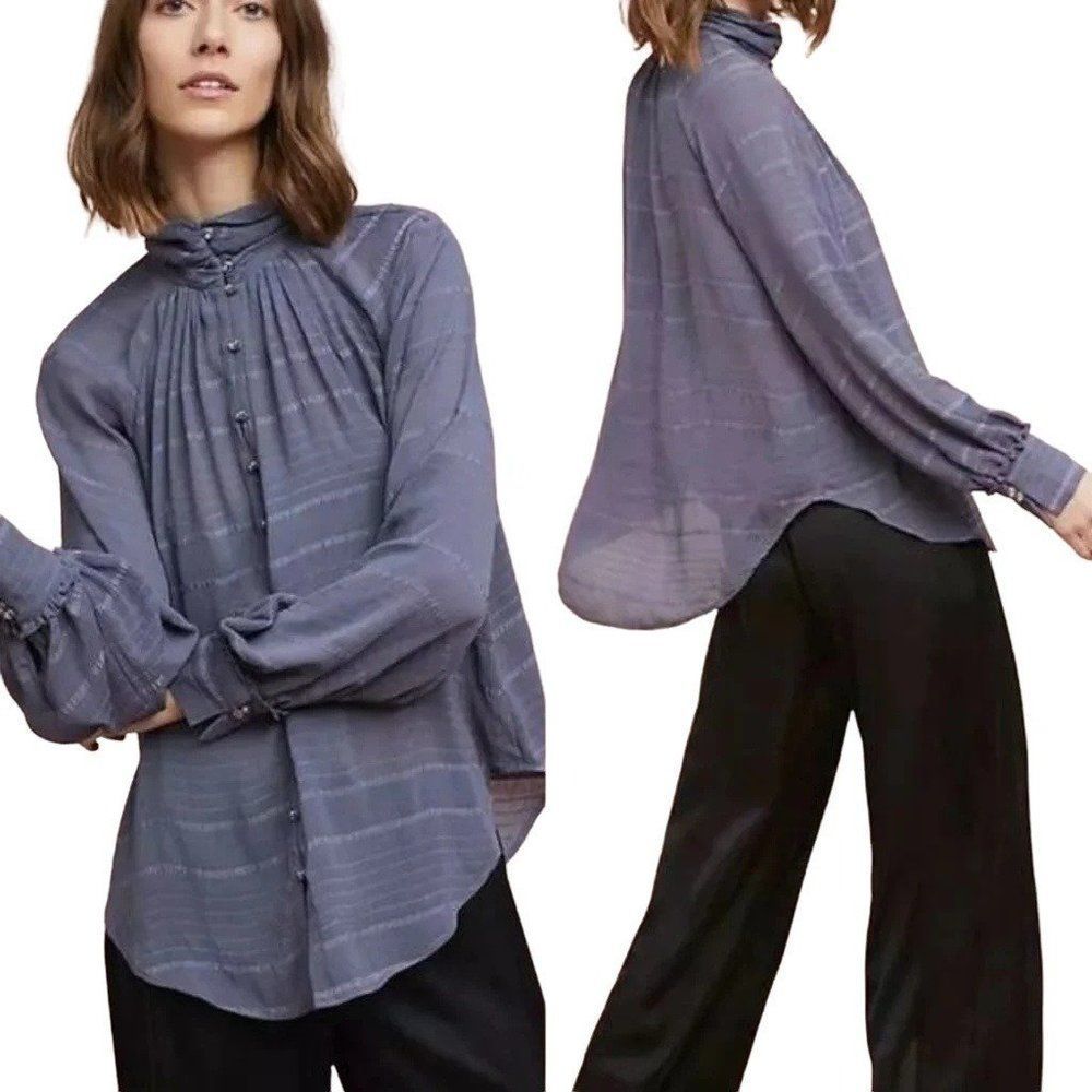 Feather Bone Anthropologie Marietta Button Down Blouse Size M